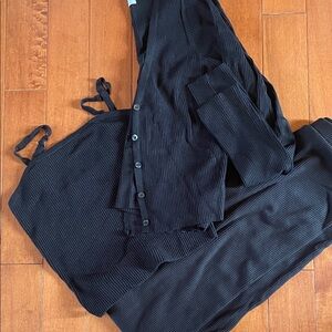 Old Navy Black Ribbed cami, cardigan and skirt set